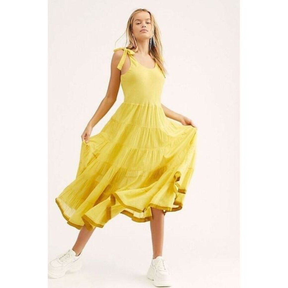 Free People Kikas Midi Dress 🍋🌻☀️